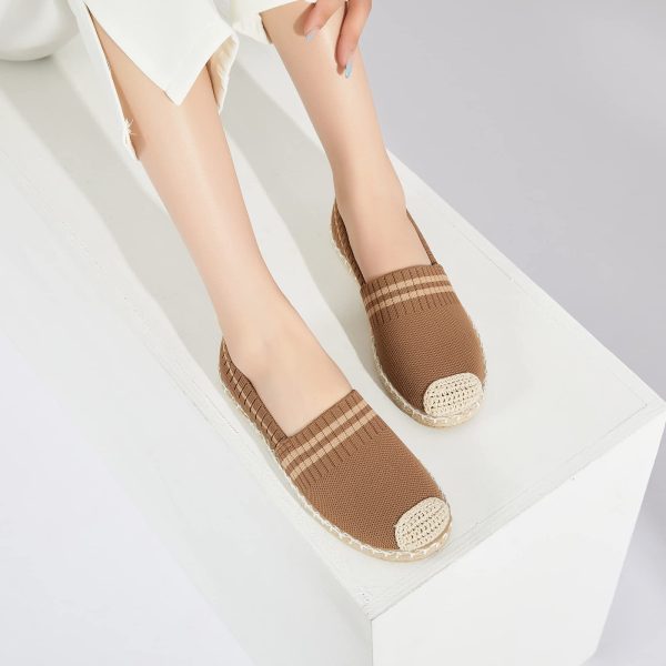 Womens Espadrilles Breathable Flats Shoes Mesh Slip on Loafers Soft White Flats