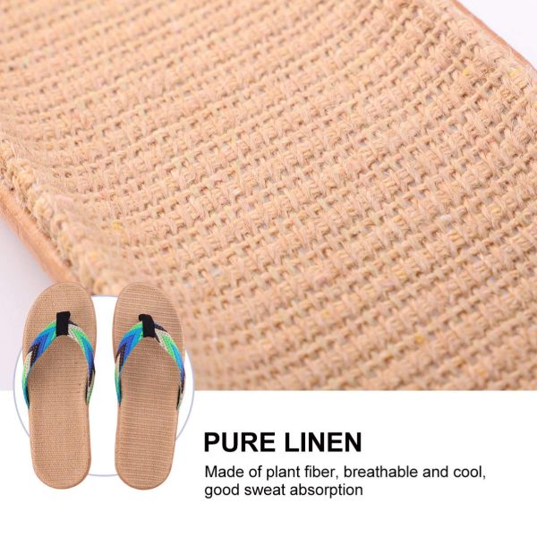 1 Pair Straw Slippers Household Anti Skid Sandals Flip Flops Leisure Shoes Beach Seaside Walking Slippers for Women Men Couples