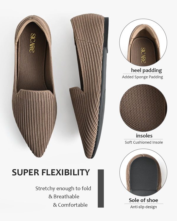 Pointed Toe Flats for Women Knit Ballet Flats Dress Shoes Comfortable Slip on Women Flats for Dressy Casual Office Work Foldable