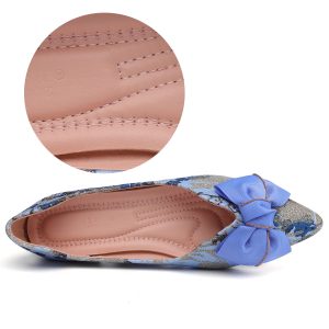 Women's Flats Shoes Pointed Toe Bow Embroidery Ballet Comfortable Dressy Slip On Flat