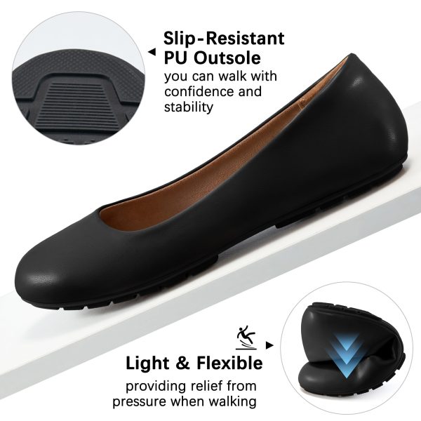 Flats for Women Ballets Shoes: Black 8 Dress Slip Comfortable Work Flats - Casual Ladies Wedding Walking Flat