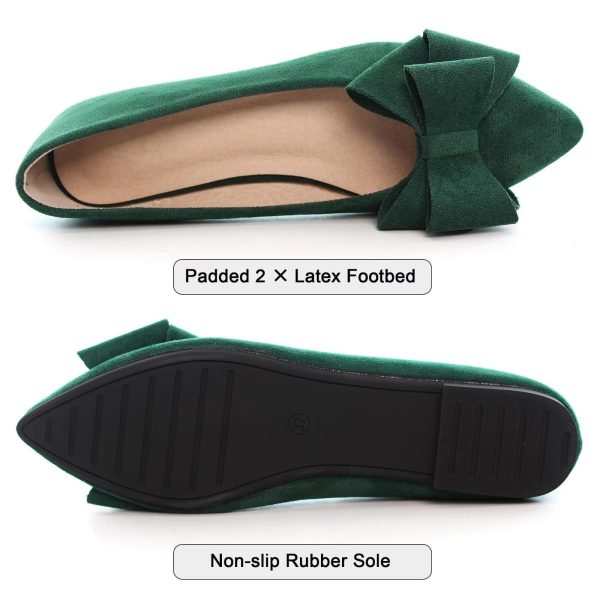 Bowknot Ballet Flats Womens Pointy Toe Casual Flat Shoes Suede Dress Shoes Wear to Work Slip On Moccasins