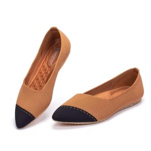 Women's Flat Shoes Black Pointed Toe Dress Shoes Knit Slip On Shoes Comfortable Walking Shoes for Woman Lightweight