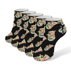 Tuba Instruments Music ArtTuba Instruments Music Art 5 Pairs Ankle Socks Low-Cut Non Slip Athletic Running Flat Sock for Men And