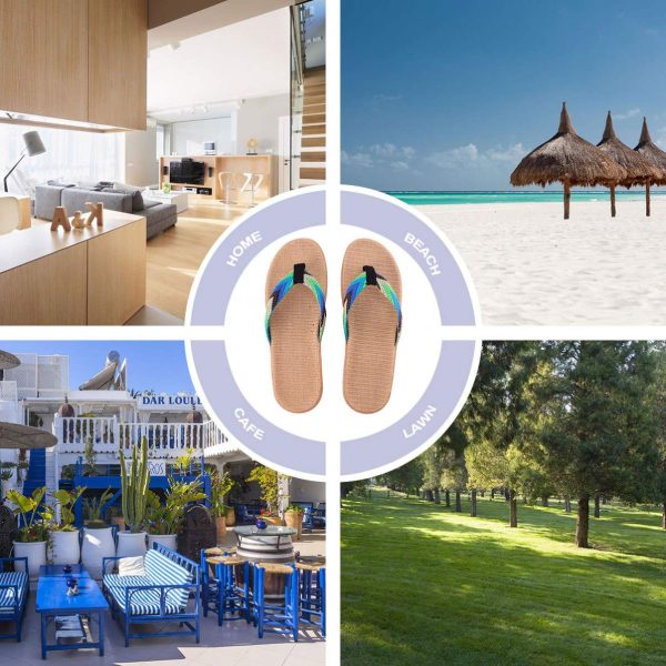 1 Pair Straw Slippers Household Anti Skid Sandals Flip Flops Leisure Shoes Beach Seaside Walking Slippers for Women Men Couples