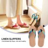 1 Pair Straw Slippers Household Anti Skid Sandals Flip Flops Leisure Shoes Beach Seaside Walking Slippers for Women Men Couples