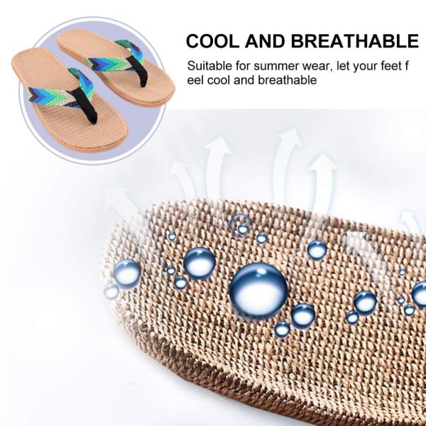 1 Pair Straw Slippers Household Anti Skid Sandals Flip Flops Leisure Shoes Beach Seaside Walking Slippers for Women Men Couples