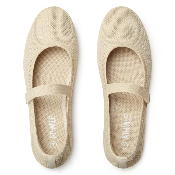 Mary Jane Shoes Women Round Toe Knit Ballet Flats Shoes for Women Comfortable Dressy Washable Adjustable Strap for Work Office