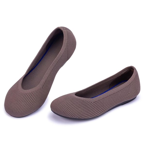 Women's Ballet Flats Round Toe Walking Flats Slip On Work Shoes Knitted Flats Shoes for Woman Soft Lightweight