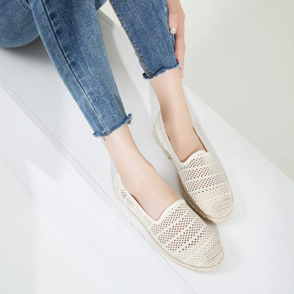 Women's Breathable Mesh Flats Shoes, Soft Loafers Flats, White Slip on Shoes Loafer
