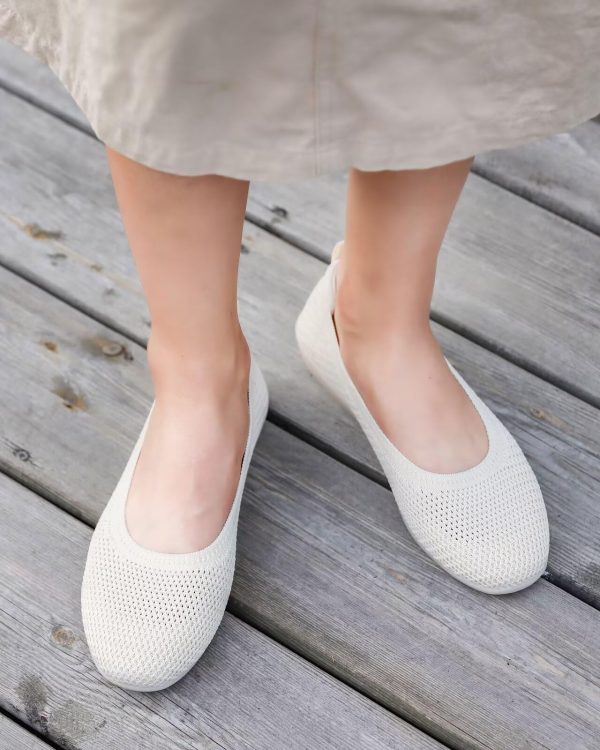 Women's Ballet Flats Knit Dress Shoes Soft Work Comfort Ballerina Slip-on Walking Shoes with Arch Support