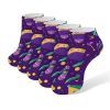 Mardi And Gras Masks Hats Drums 5 Pairs Ankle Socks Low-Cut Non Slip Athletic Running Flat Sock for Men And Women