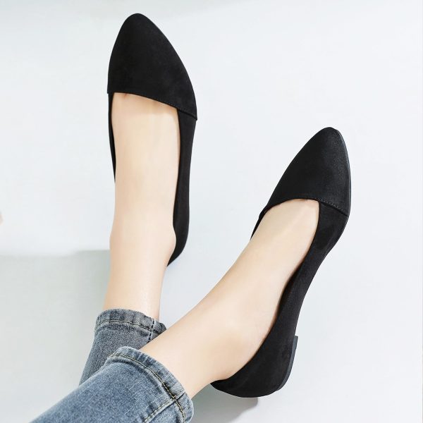Women's Wide Width Flat Shoes, Classic Dressy Pointed Suede Cozy Slip on Soft Ballet Flats.