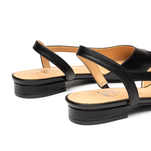 Slingback Flats for Women, Black Dressy Comfortable Round Square Toe Shoes, Work Office Casual Ankle Strap Dress Flats
