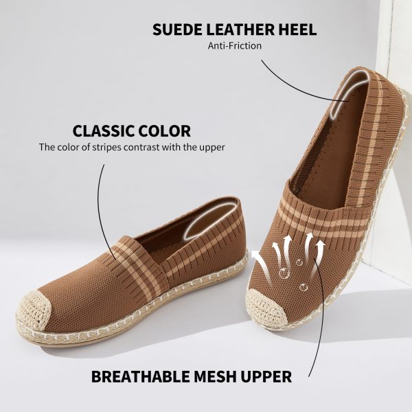 Womens Espadrilles Breathable Flats Shoes Mesh Slip on Loafers Soft White Flats