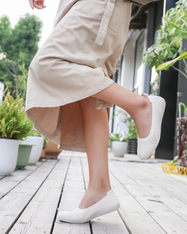 Women's Ballet Flats Knit Dress Shoes Soft Work Comfort Ballerina Slip-on Walking Shoes with Arch Support