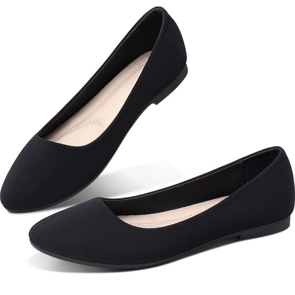 Round Toe Women Flat Shoes Slip on Girls Dress Black Ballet Flats