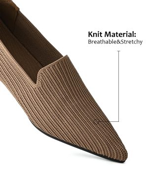 Pointed Toe Flats for Women Knit Ballet Flats Dress Shoes Comfortable Slip on Women Flats for Dressy Casual Office Work Foldable
