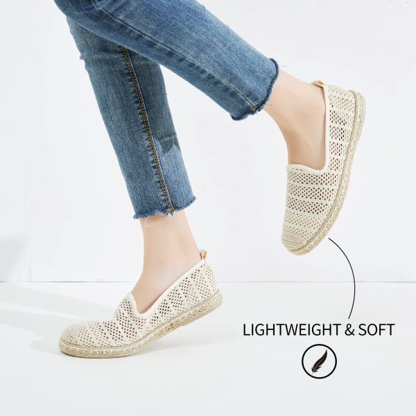 Women's Breathable Mesh Flats Shoes, Soft Loafers Flats, White Slip on Shoes Loafer