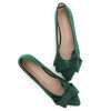 Bowknot Ballet Flats Womens Pointy Toe Casual Flat Shoes Suede Dress Shoes Wear to Work Slip On Moccasins