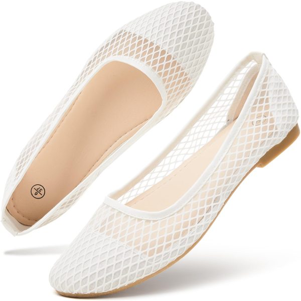 Women's Flats Shoes Ballet Flats Womens Knit Mesh Washable Dress Shoes Comfortable Slip on Loafers for Women Breathable Business