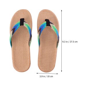 1 Pair Straw Slippers Household Anti Skid Sandals Flip Flops Leisure Shoes Beach Seaside Walking Slippers for Women Men Couples