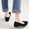 Bowknot Ballet Flats Womens Pointy Toe Casual Flat Shoes Suede Dress Shoes Wear to Work Slip On Moccasins