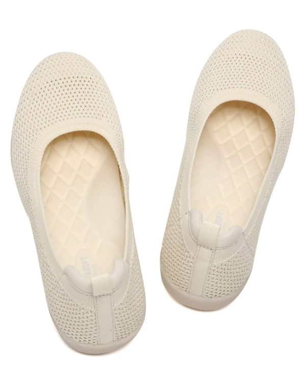 Women's Ballet Flats Knit Dress Shoes Soft Work Comfort Ballerina Slip-on Walking Shoes with Arch Support