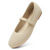 Mary Jane Shoes Women Round Toe Knit Ballet Flats Shoes for Women Comfortable Dressy Washable Adjustable Strap for Work Office