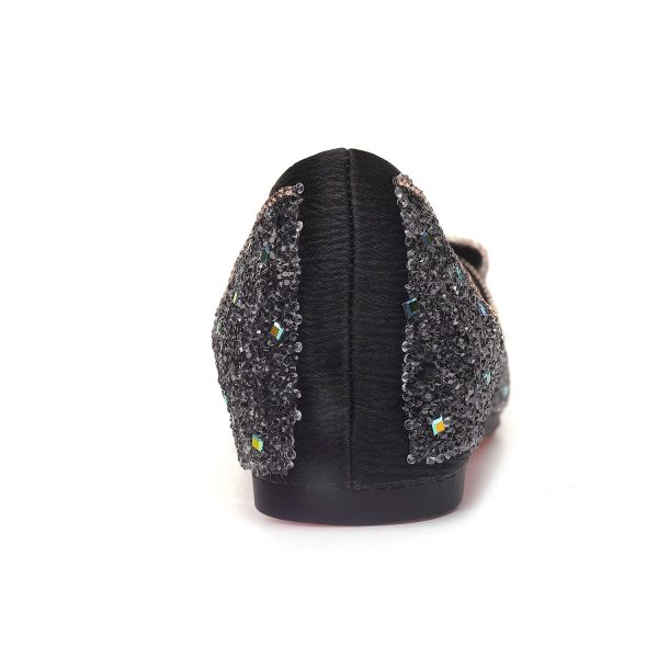 Women's Pointed Rhinestone Flat Shoes Glitter Flowers Wedding Comfortable Dress Shoes