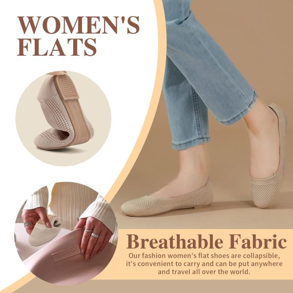 Women's Ballet Flats Shoes Beige Comfortable Casual Dressy Mesh Shoes Slip On Ballerina Office Walking