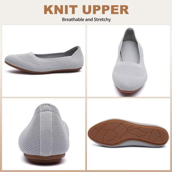 Women’s Ballet Flat Shoes Round Toe Knit Slip On Ballerina Walking Flats Dress Shoes for Women