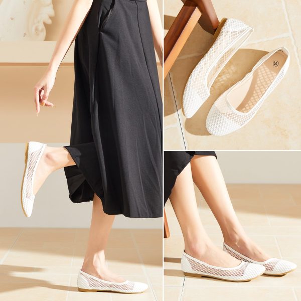 Women's Flats Shoes Ballet Flats Womens Knit Mesh Washable Dress Shoes Comfortable Slip on Loafers for Women Breathable Business