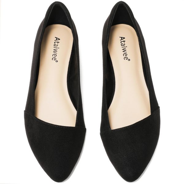 Women's Wide Width Flat Shoes, Classic Dressy Pointed Suede Cozy Slip on Soft Ballet Flats.