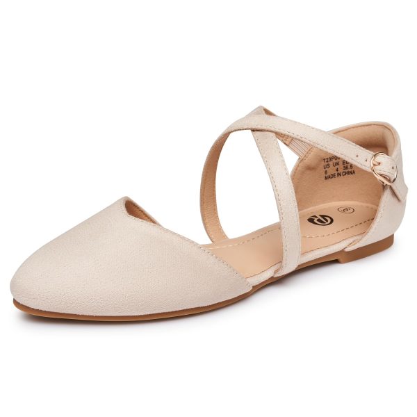 Women's Flats Ankle Strap Ballet Flats Dressy Comfortable Women Shoes Criss-Cross Pointed Closed Toe Flats for Women Adjustable