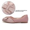 Women's Square Head Flat Shoes Fashion Glittering Rhinestone Bride Wedding Dress Shoes Comfortable Non Slip Slip on Walking