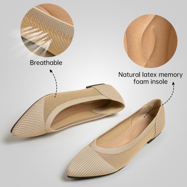 Women's Flats Shoes Pointed Toe Knit Ballet Comfortable Dressy Mesh Flat
