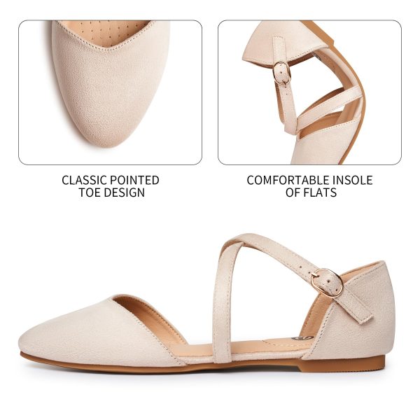 Women's Flats Ankle Strap Ballet Flats Dressy Comfortable Women Shoes Criss-Cross Pointed Closed Toe Flats for Women Adjustable
