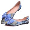 Women's Flats Shoes Pointed Toe Bow Embroidery Ballet Comfortable Dressy Slip On Flat