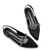 Women Slingback Flats with Rhinestone Pointed Toe Flats for Women Dressy Shoes