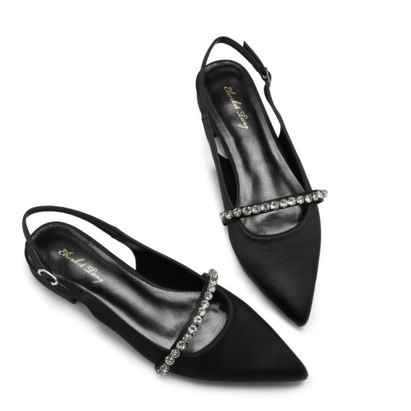 Women Slingback Flats with Rhinestone Pointed Toe Flats for Women Dressy Shoes