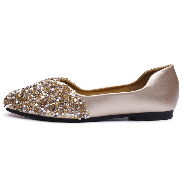 Flats Shoes Women Rhinestone Square Fashion Ballet Flats Wedding Flats for Women Comfortable Slip on Low Heel Dress Shoes