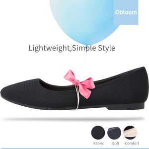 Round Toe Women Flat Shoes Slip on Girls Dress Black Ballet Flats