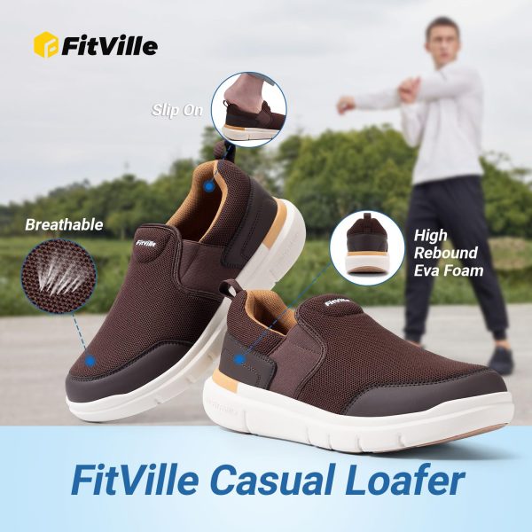 Men's Extra Wide Slip on Walking Shoes, Lightweight Non-Slip Breathable Casual Loafers for Standing All Day
