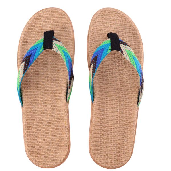 1 Pair Straw Slippers Household Anti Skid Sandals Flip Flops Leisure Shoes Beach Seaside Walking Slippers for Women Men Couples