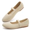 Mary Jane Shoes Women Round Toe Knit Ballet Flats Shoes for Women Comfortable Dressy Washable Adjustable Strap for Work Office