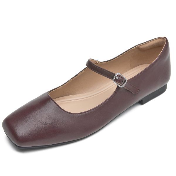 Women Mary Jane Shoes,Slip On Ankle Strap Dress Flat Shoes