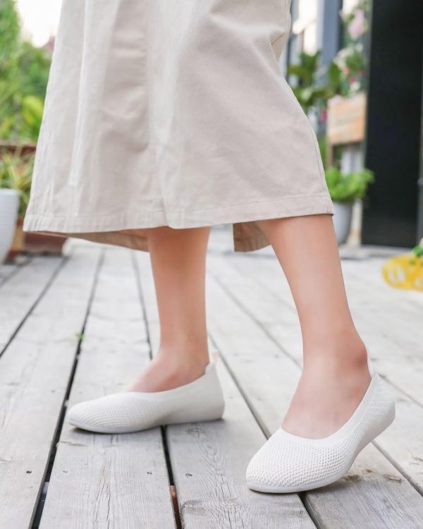 Women's Ballet Flats Knit Dress Shoes Soft Work Comfort Ballerina Slip-on Walking Shoes with Arch Support