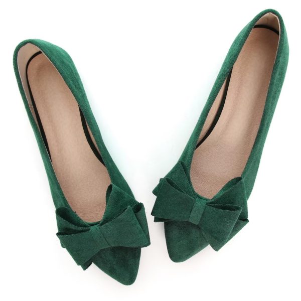 Bowknot Ballet Flats Womens Pointy Toe Casual Flat Shoes Suede Dress Shoes Wear to Work Slip On Moccasins