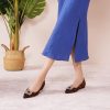 Women's Crystal Buckle Ballet Flats - Pointed Toe Slip On Dressy Shoes